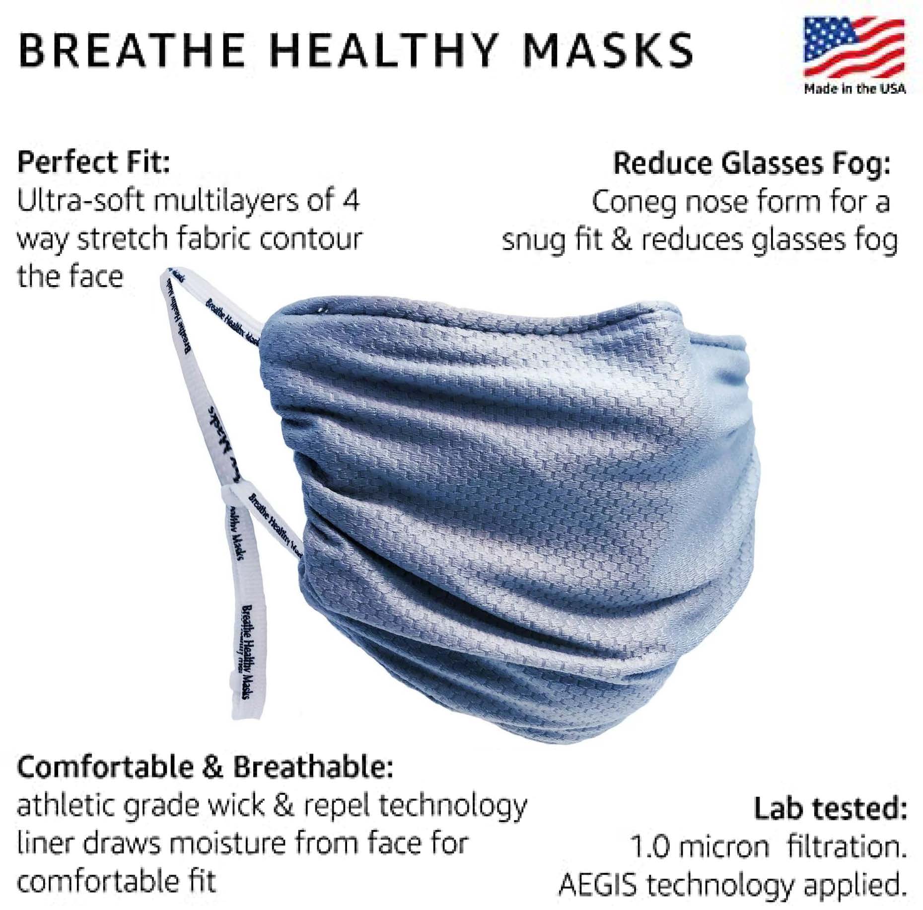 Honeycomb Steel Blue Mask  Reusable 2-Zone Comfort Lined Mask